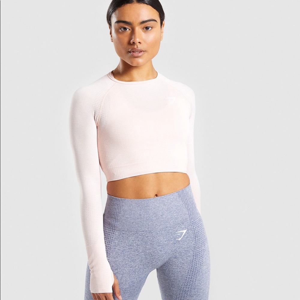 NWT Light Pink Vital Seamless Long Sleeve Crop Top